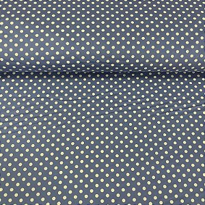 Tricoline Estampada Bahamas Azul Com Poá Marfim