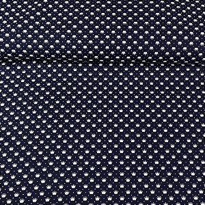 Tricoline Estampada Bahamas Azul Com Coroas Brancas