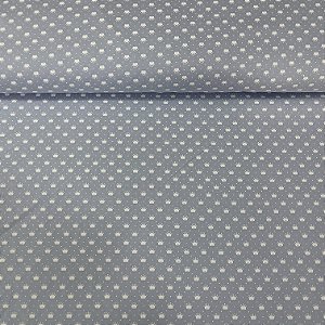 Tricoline Estampada Bahamas Fundo Azul Cinza Com Coroas Brancas