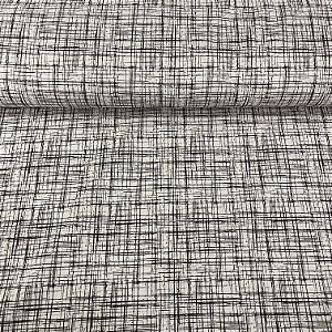 Tricoline Estampada Bahamas Fundo Branco Com Riscos Pretos