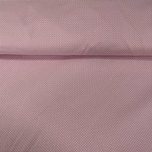 Tricoline Estampada Bahamas Fundo Rosa Claro Com Poá Miudinho Branco