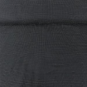 Tricoline Estampada Bahamas Fundo Preto Com Poá Miudinho Branco