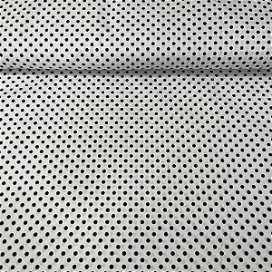 Tricoline Estampada Bahamas Fundo Branco Com Poá Preto