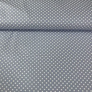 Tricoline Estampada Bahamas Fundo Azul Bebê Com Poá Branco