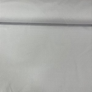 Tricoline Estampada Bahamas Fundo Cinza Com Poá Miudinho Branco