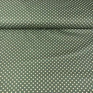 Tricoline Estampada Bahamas Fundo Verde Com Poá Bege