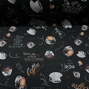 Suplex Estampado Fundo Preto Coffee