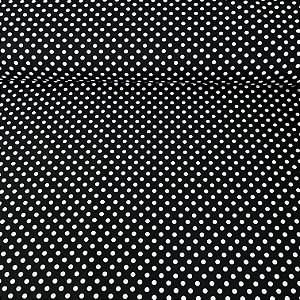 Tricoline Estampada Bahamas Fundo Preto Com Poá Branco