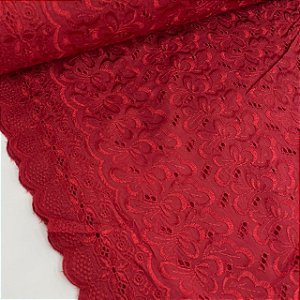 Broderi Vermelho Barrado Floral