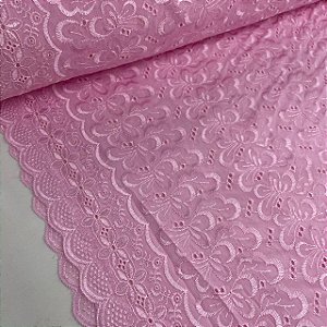 Broderi Rosa Bebê Barrado Floral