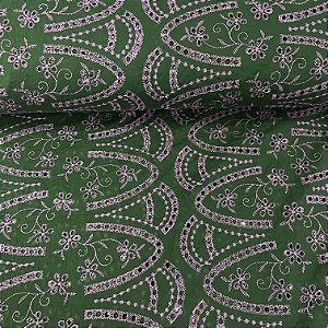 Laise Bicolor Bordada Verde e Lilás