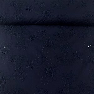 Laise Bordada Azul Escuro Floral