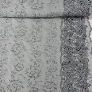 Laise Bordada Barrada Cinza Floral