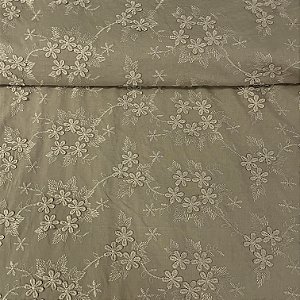 Laise Bordada Barrada 3D Bege Floral