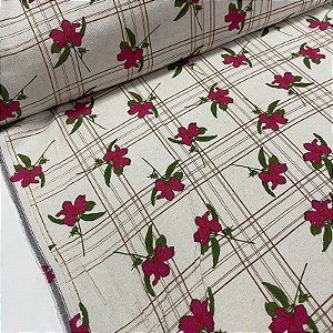 Tecido Promocional Estampado com Florzinhas Rosas