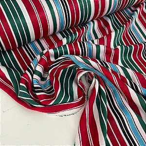 Tecido Promocional Listrado Verde com Vermelho e Branco