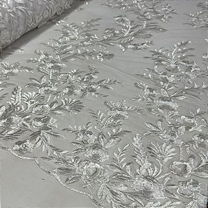 Tule Bordado 3D London Branco