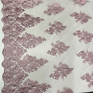Tule Bordado Juliana Rosa Forte Floral Aplicação