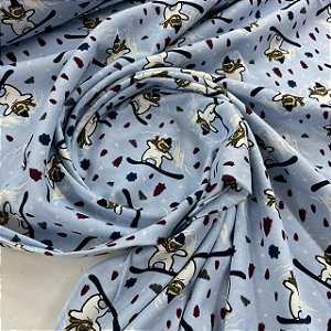 Malha de Algodão Estampada Urso Polar Ski