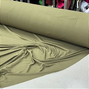 Malha Canelada De Viscose Verde Militar