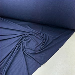 Malha Canelada De Viscose Azul Marinho