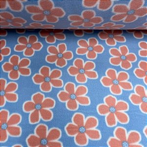 Soft Estampado Floral Havaiano Fundo Azul