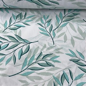 Percal Estampado 180 Fio Folhas Verde