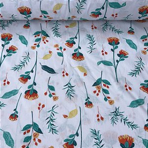 Percal Estampado 180 Fios Floral Delicado
