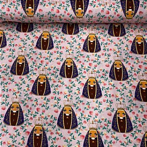 Tricoline Digita Nossa Senhora Aparecida Rosa
