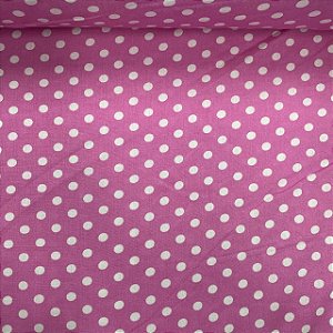 Tricoline Estampada Petit Poá Branco Fundo Chiclete