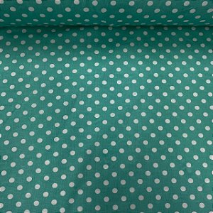 Tricoline Estampada Petit Poá Branco Fundo Verde Claro