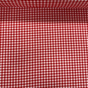 Tricoline Estampada Xadrez Vermelho e Branco