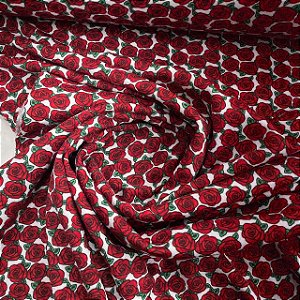 Malha Crepe Liverpool Estampada Rosas
