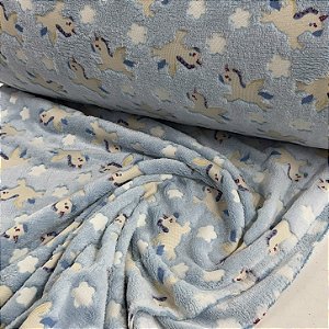 Fleece 3D Night Unicórnio Azul