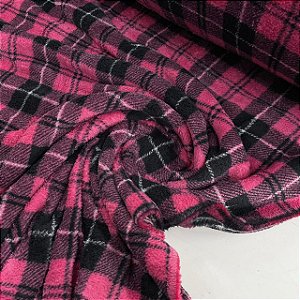 Fleece Estampado Xadrez Rosa