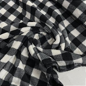 Fleece Estampado Xadrez Preto e Branco