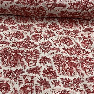 Tricoline Estampada Natalina Clássica em Vermelho