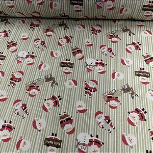 Tricoline Estampada Natalina Papai Noel Feliz Natal!