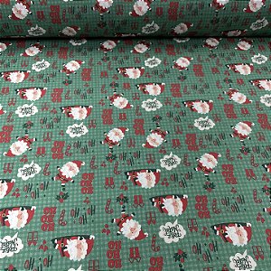 Tricoline Estampada Natalina Papai Noel Hoho