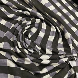 Viscolycra Estampada Xadrez Azul e Preto
