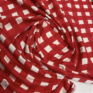Viscolycra Estampada Xadrez Vermelho e Branca