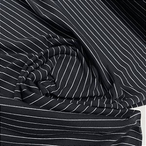 Malha Cotton Light Estampado Preto Com Listra Branca