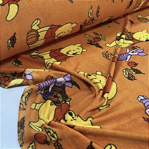 Ultra Fleece Estampado Ursinho Pooh Fundo Laranja