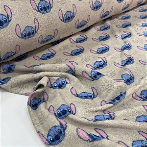 Ultra Fleece Estampado Stitch Fundo Bege