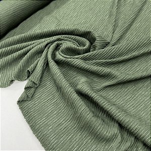 Malha Texture Plissada Verde Militar