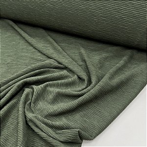 Malha Texture Plissada Verde Militar