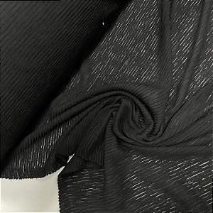 Malha Texture Plissada Preto