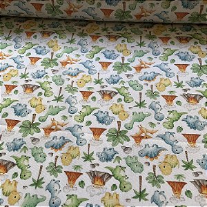 Tricoline Estampado Infantil Dinossauros