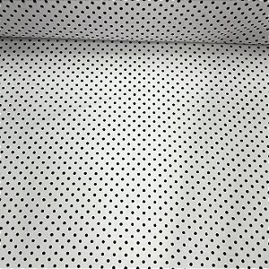 Tricoline Estampado Petit Poá Miudo Preto Fundo Branco