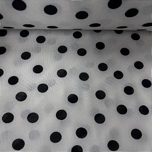 Liganete Estampada Bolinha Preta e Fundo Branco